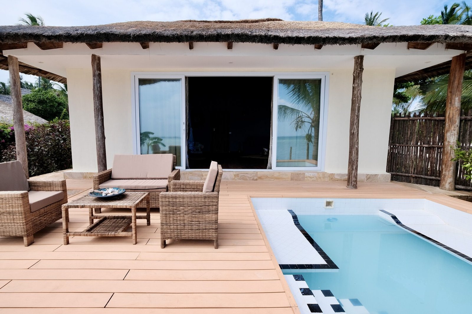 Luxury Villa exterior with private pool and beach access